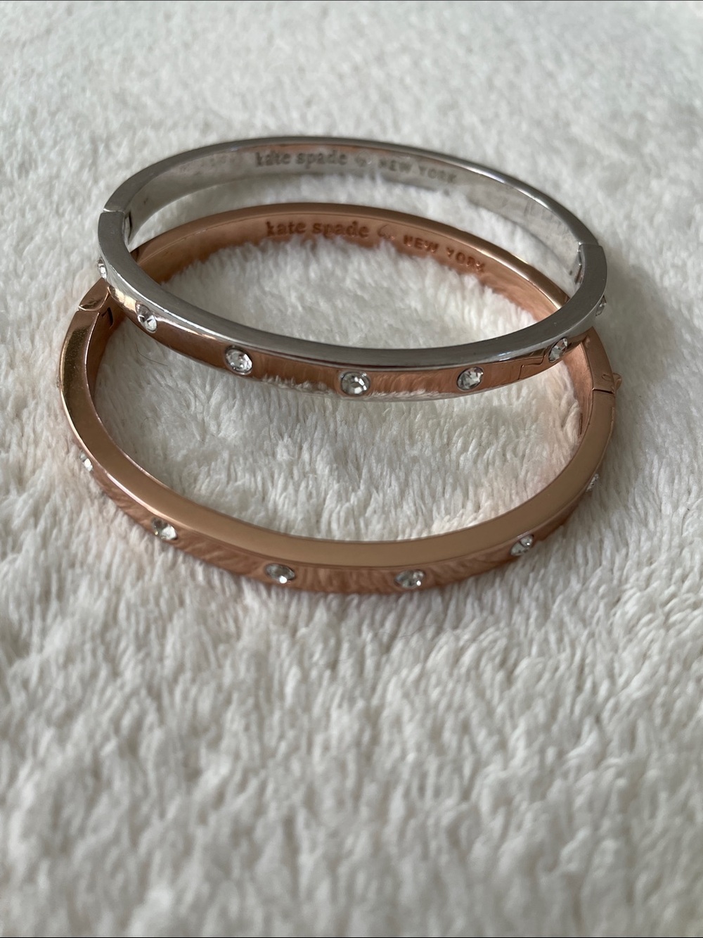 kate spade Rose Gold tone and Silver tone Crystal-Stud Bangle Set